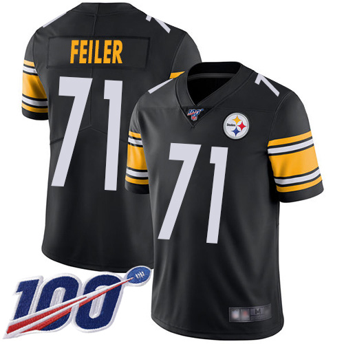 Men Pittsburgh Steelers Football 71 Limited Black Matt Feiler Home 100th Season Vapor Untouchable Nike NFL Jersey
